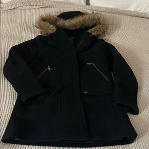 Vince Comuto Black Coat with Faux Fur Hood size XS